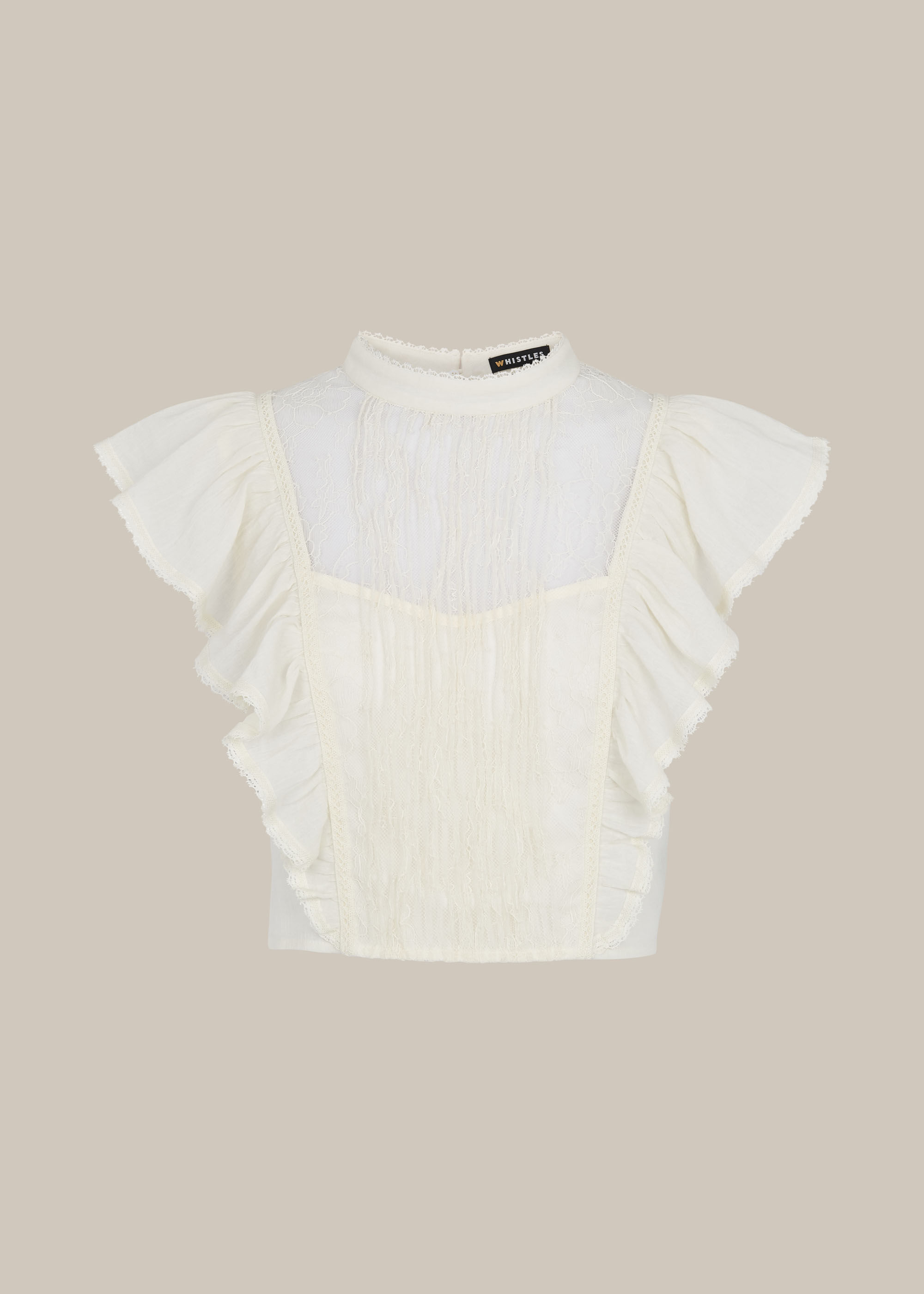 Ivory Mixed Lace Frill Top
