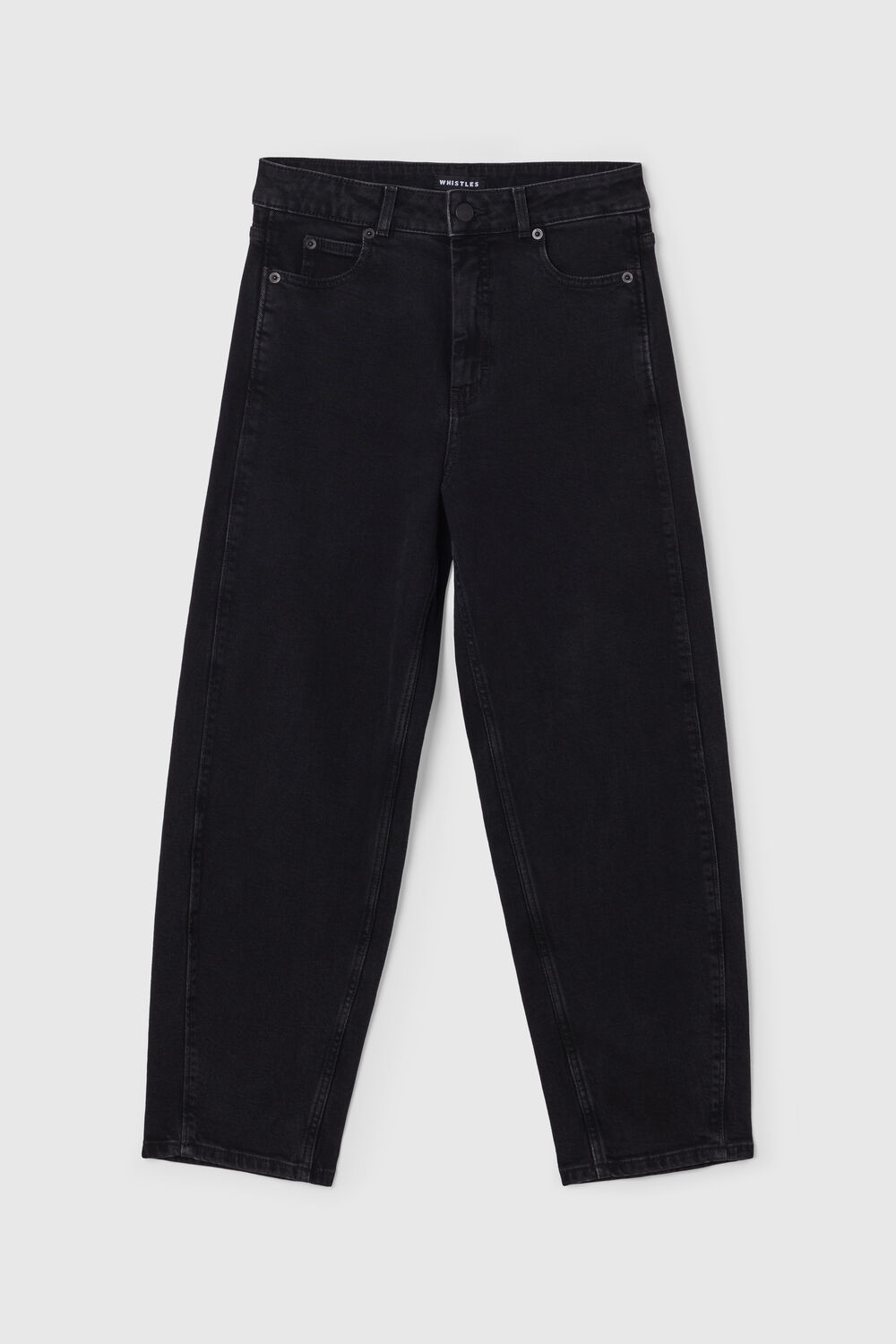 Black Petite Stretch Barrel Leg Jean