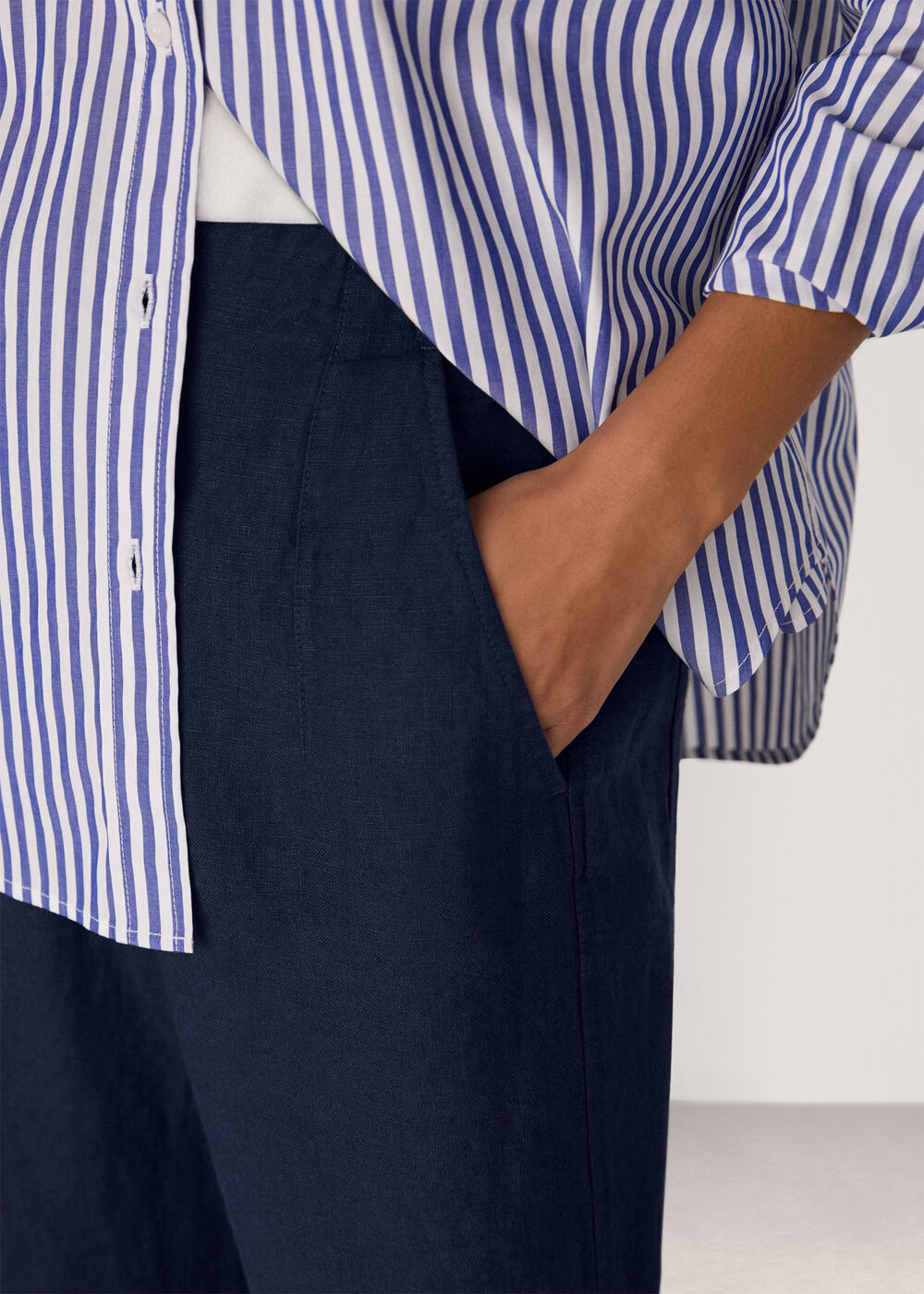 Petite Linen Barrel Trouser