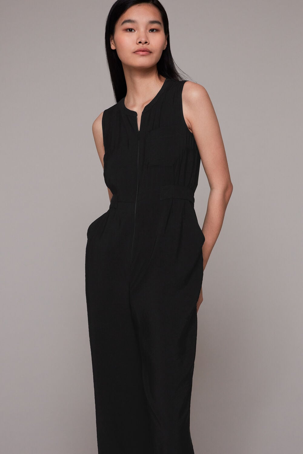 Black Josie Zip Front Jumpsuit