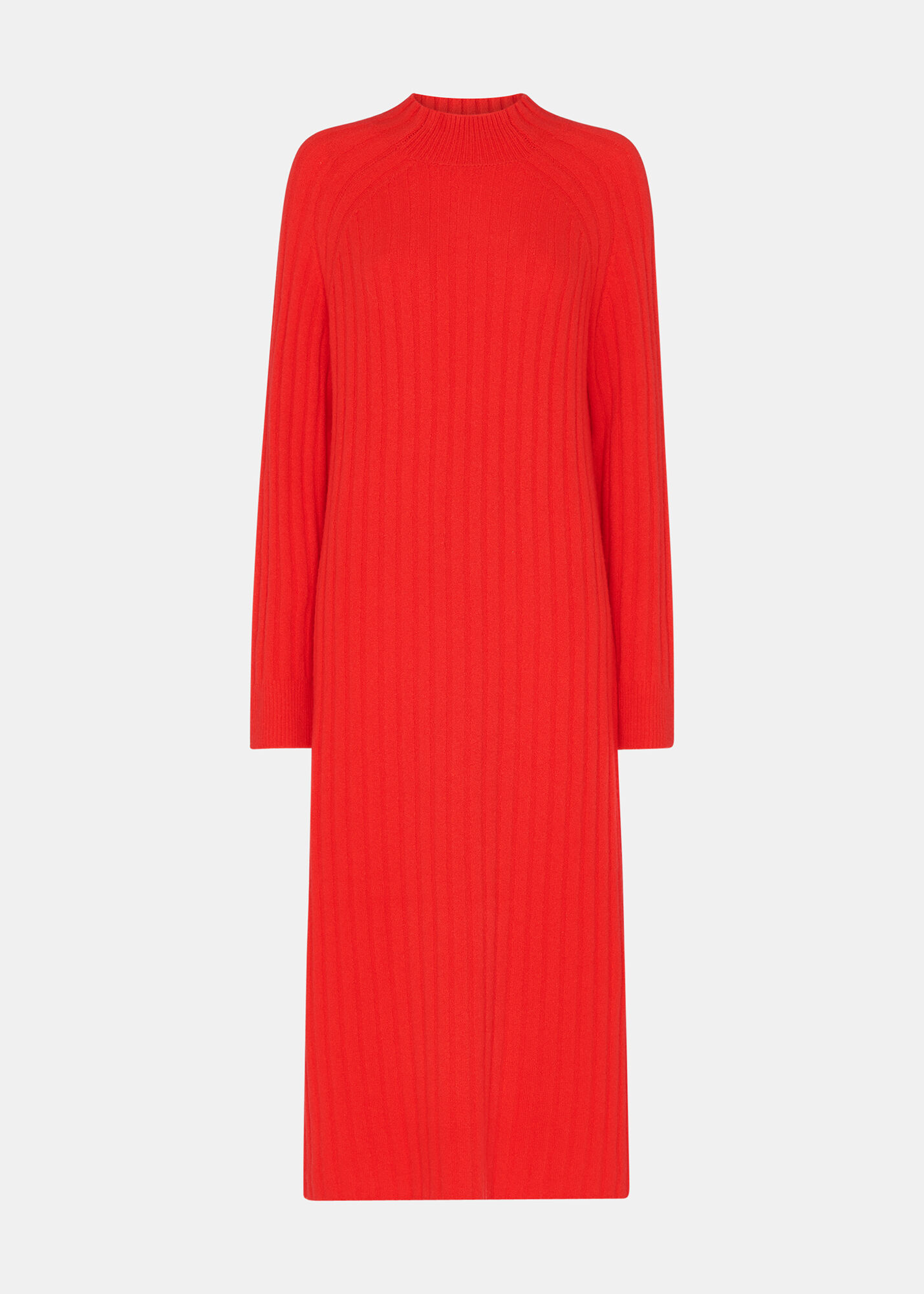 Red Ribbed Knitted Midi Dress | WHISTLES | Whistles US |