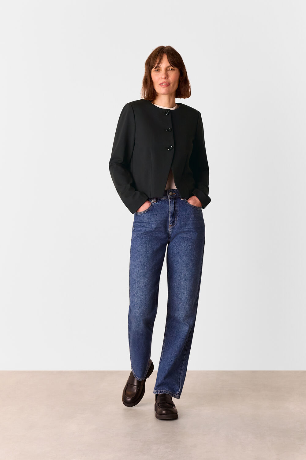 Black Anne Ponte Button Jacket