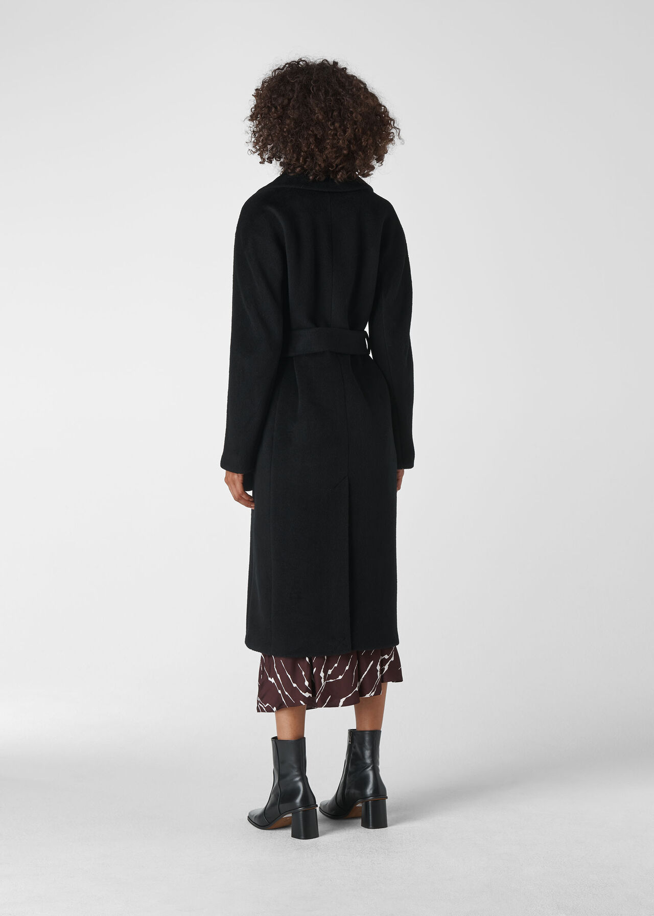 Darcey Drawn Belted Wrap Coat Black