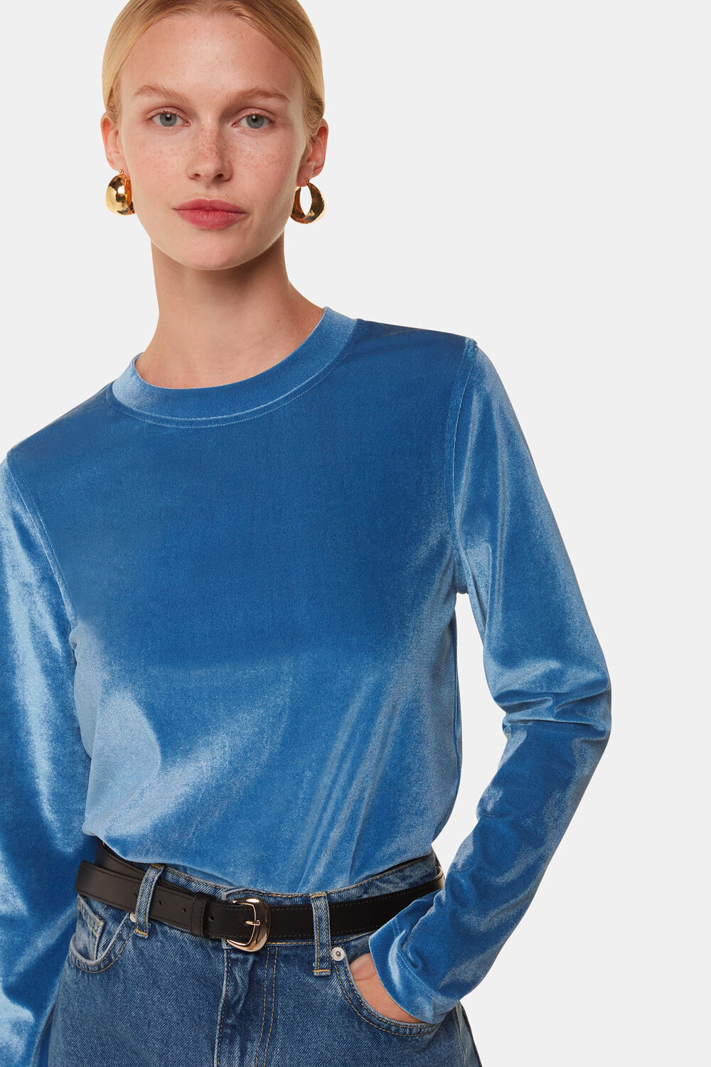 Pale Blue Olivia Velvet Top