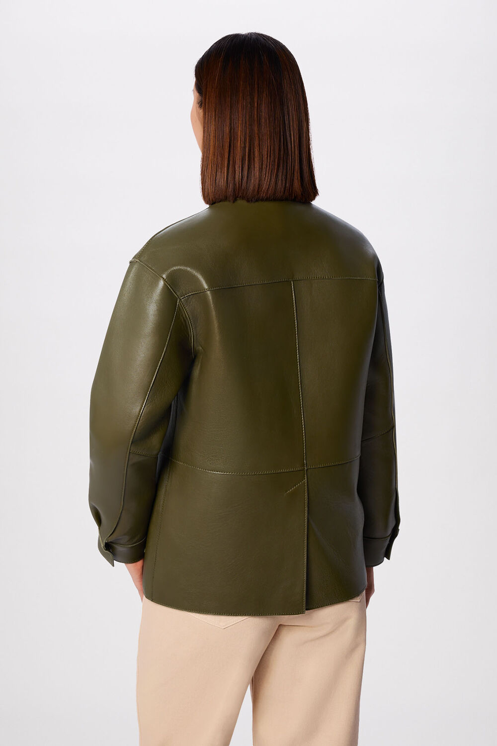 Khaki Clean Bonded Leather Jacket