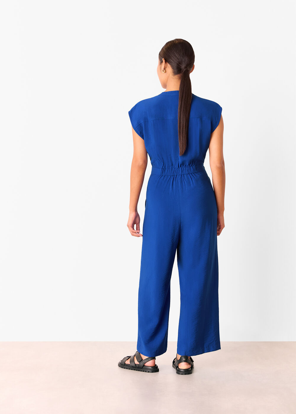 Petite Sleeveless Drawstring Jumpsuit