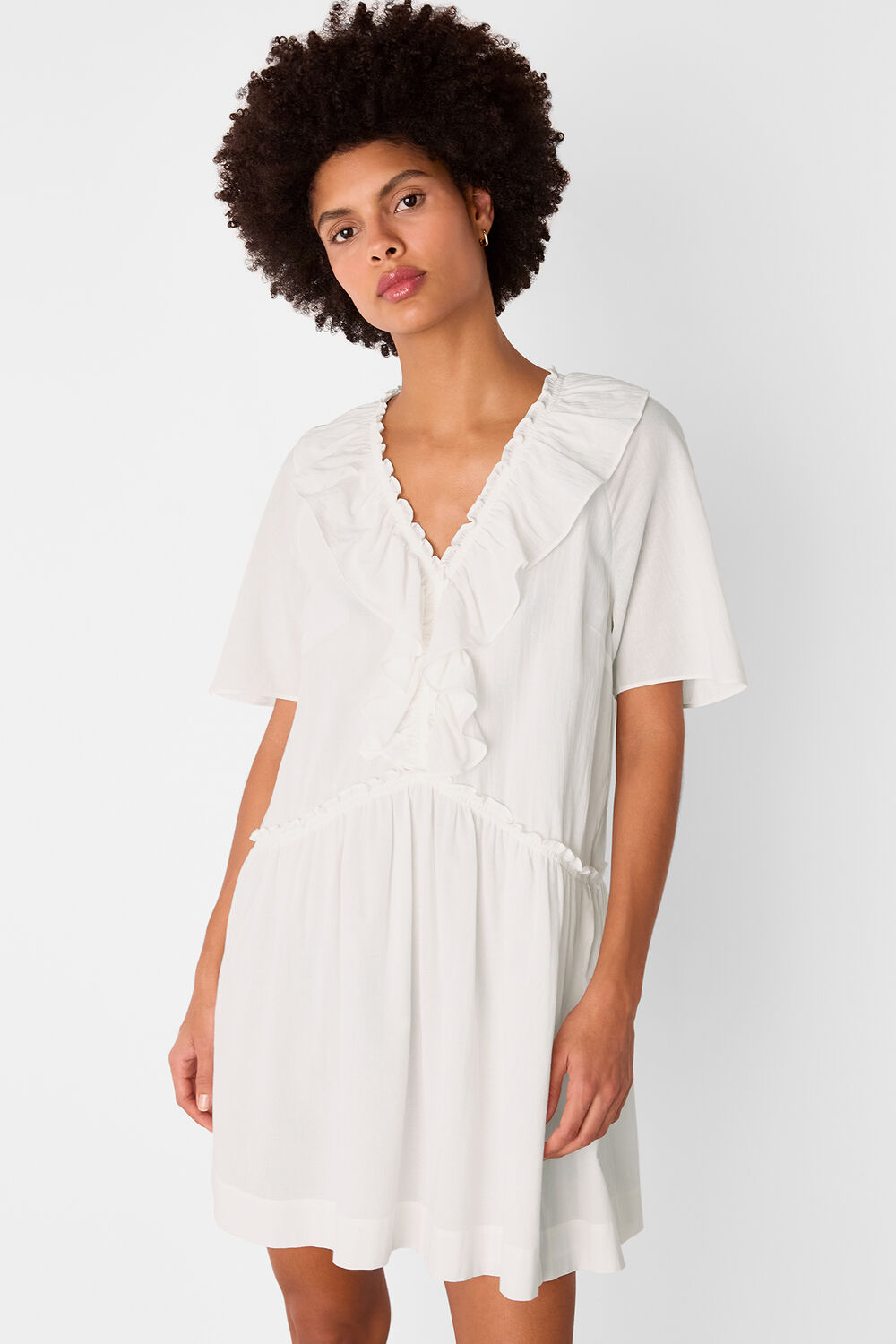 Ruffle Trapeze Mini Dress