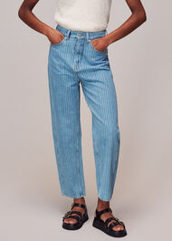 Stripe Barrel Leg Jean
