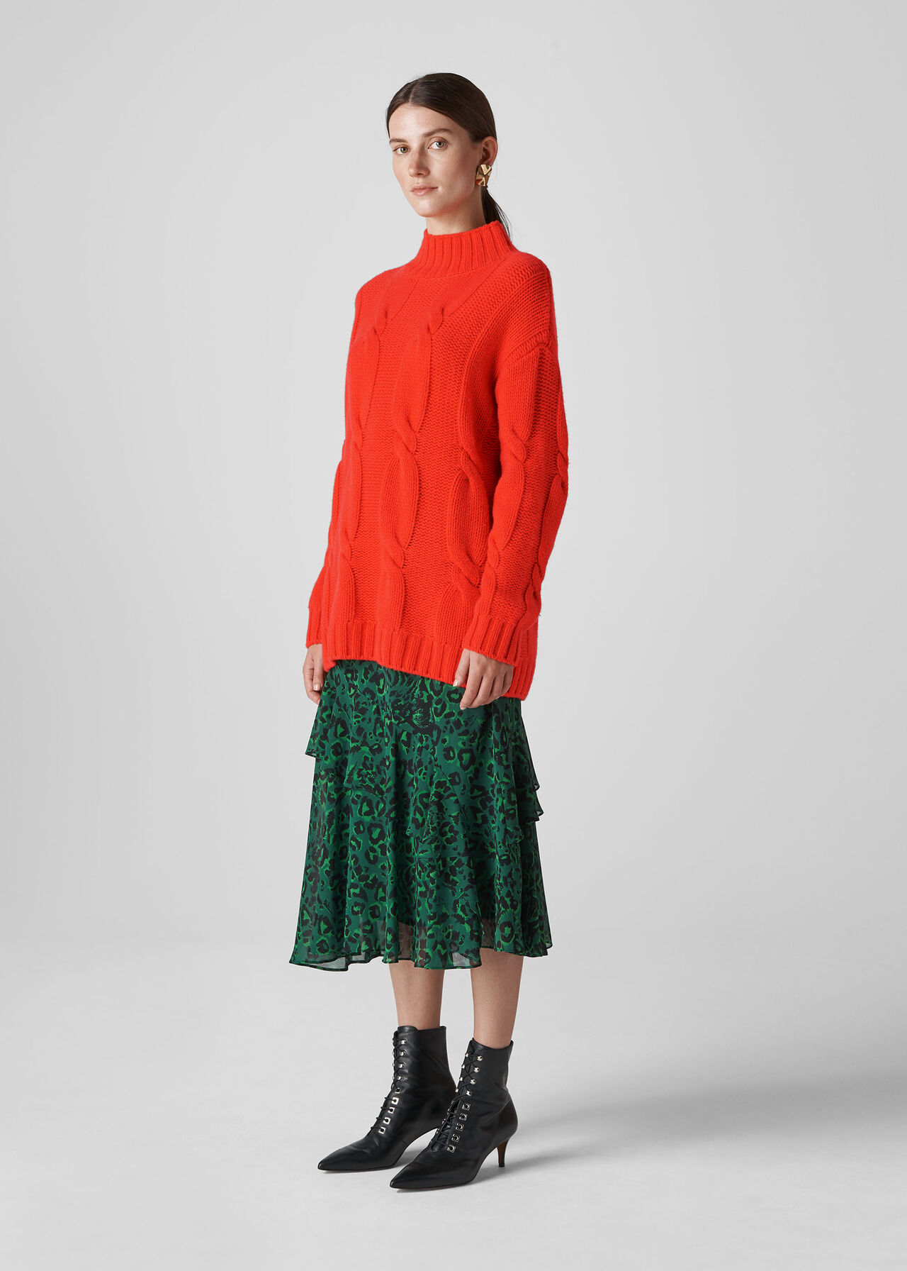 Cashmere Cable Knit Red