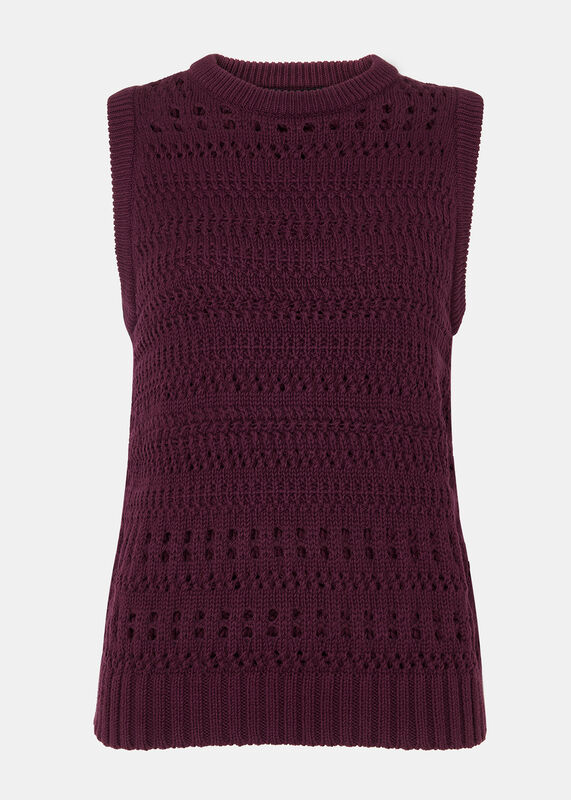 Plum Chunky Cotton Pointelle Tank