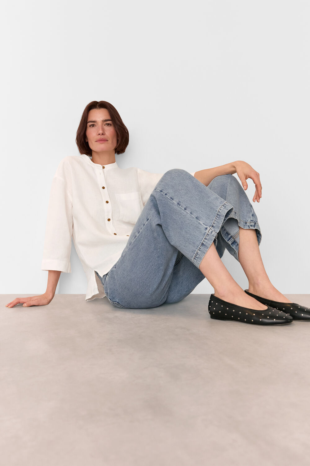 Linen Grandad Collar Shirt