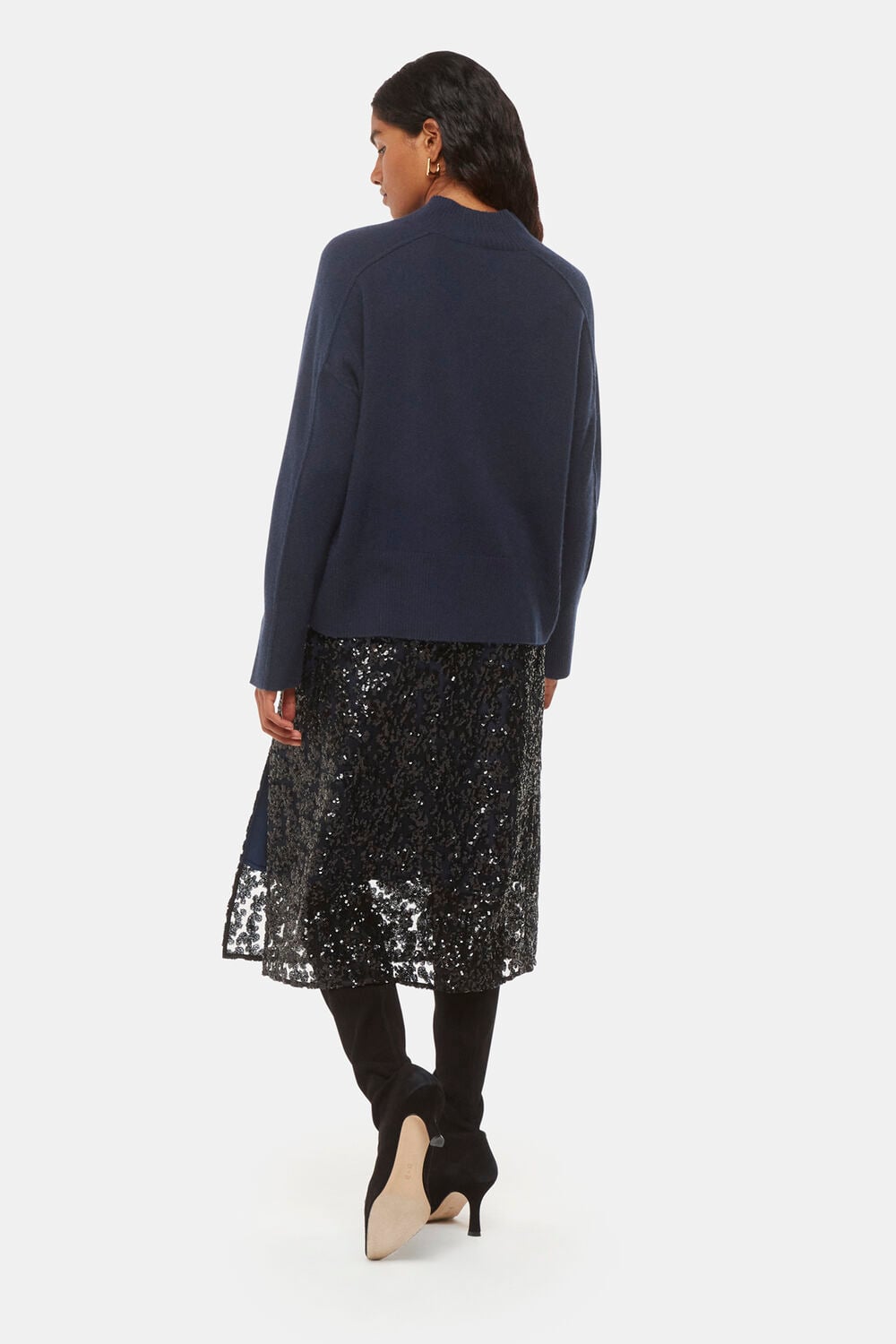 Petite Floral Sequin Midi Skirt