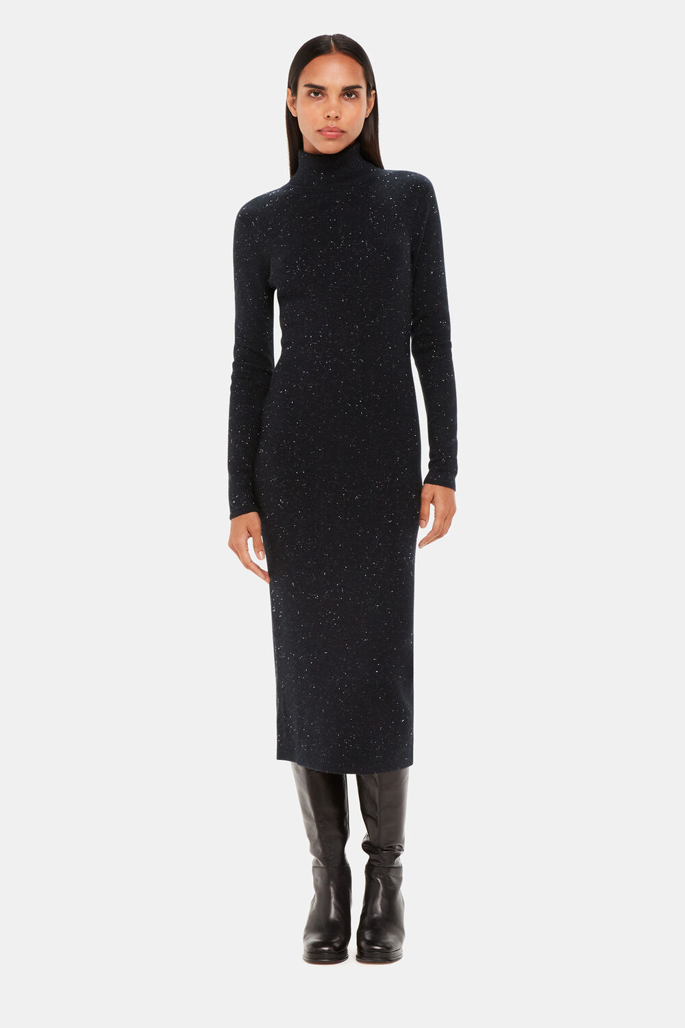 Black Annie Sparkle Roll Neck Dress