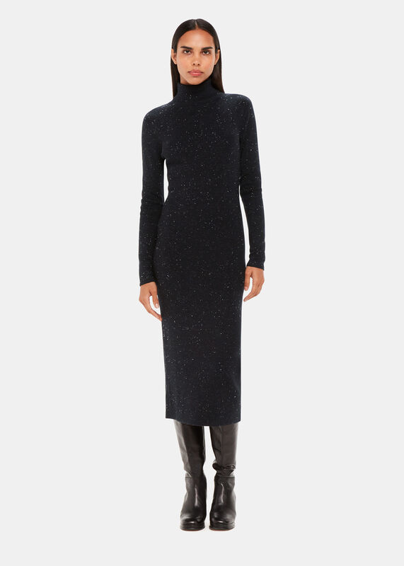 Black Annie Sparkle Turtleneck Sweater Dress