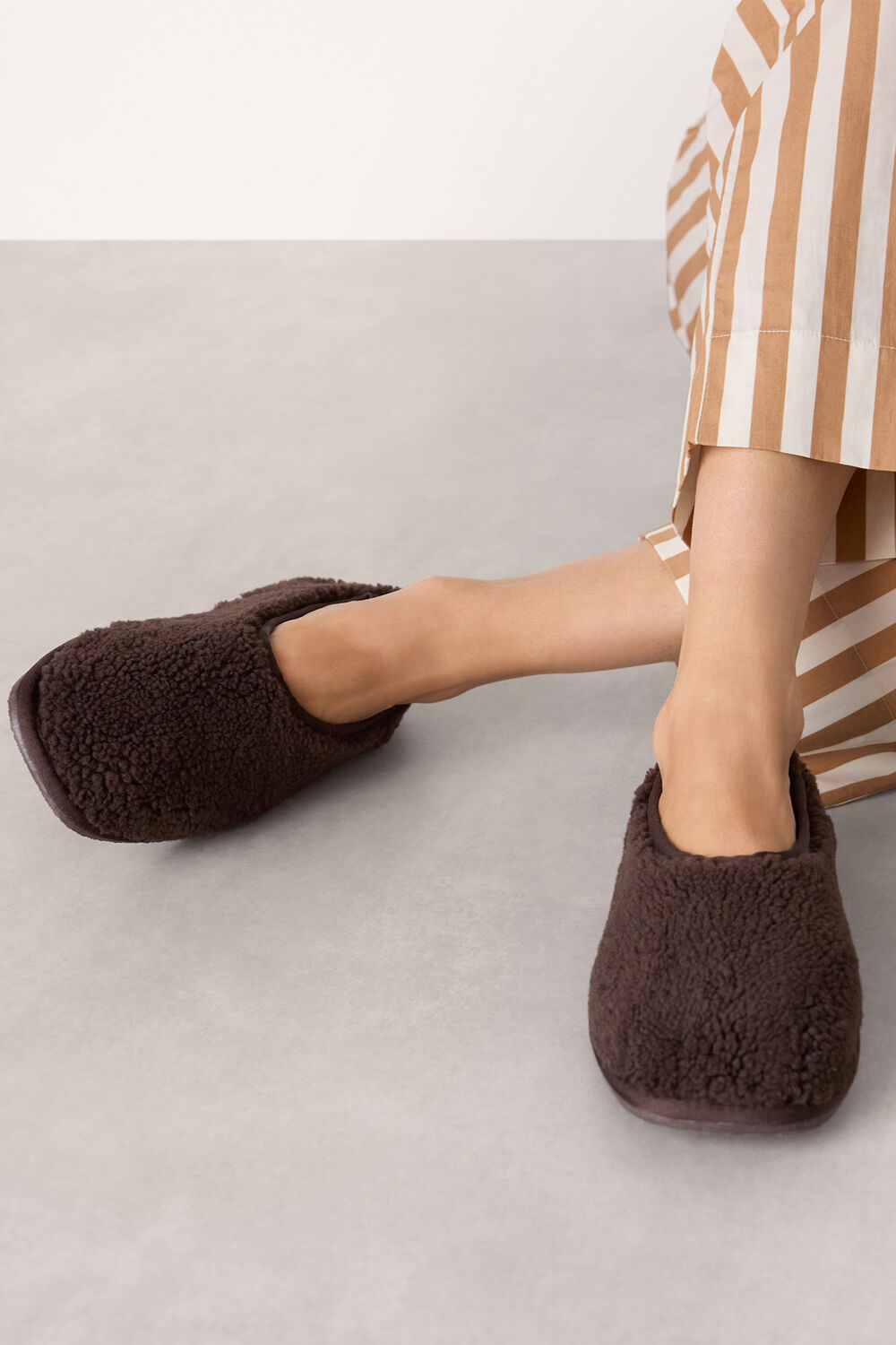 Chocolate Shearling Ballet Slipper
