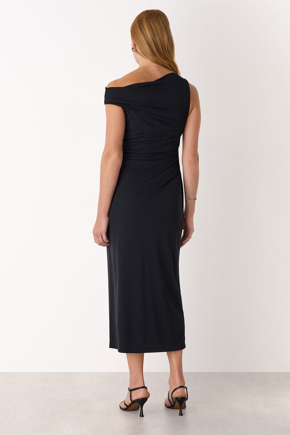 Black Jersey Crepe Asymmetric Dress