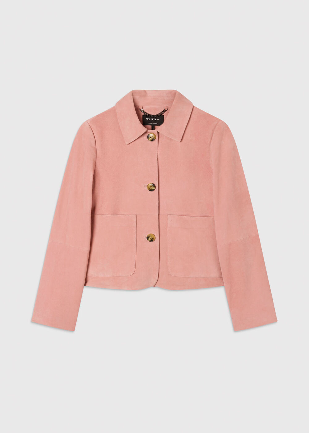 Button Cropped Suede Jacket
