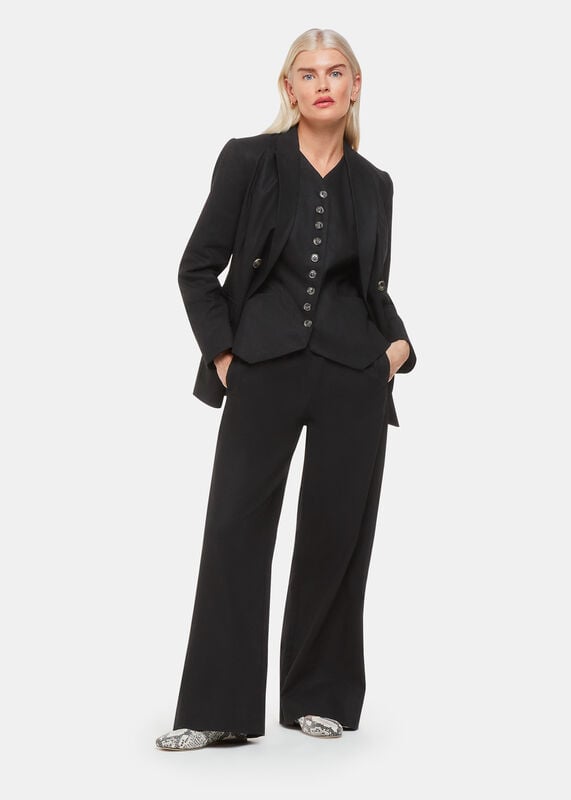 Black Petite Lindsey Linen Blend Pants&nbsp;