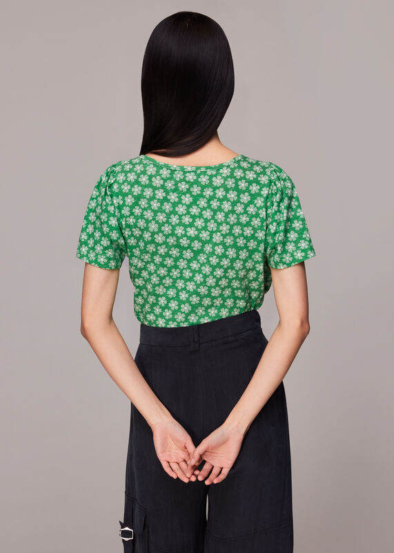 Green Daisy Check Wrap Tee