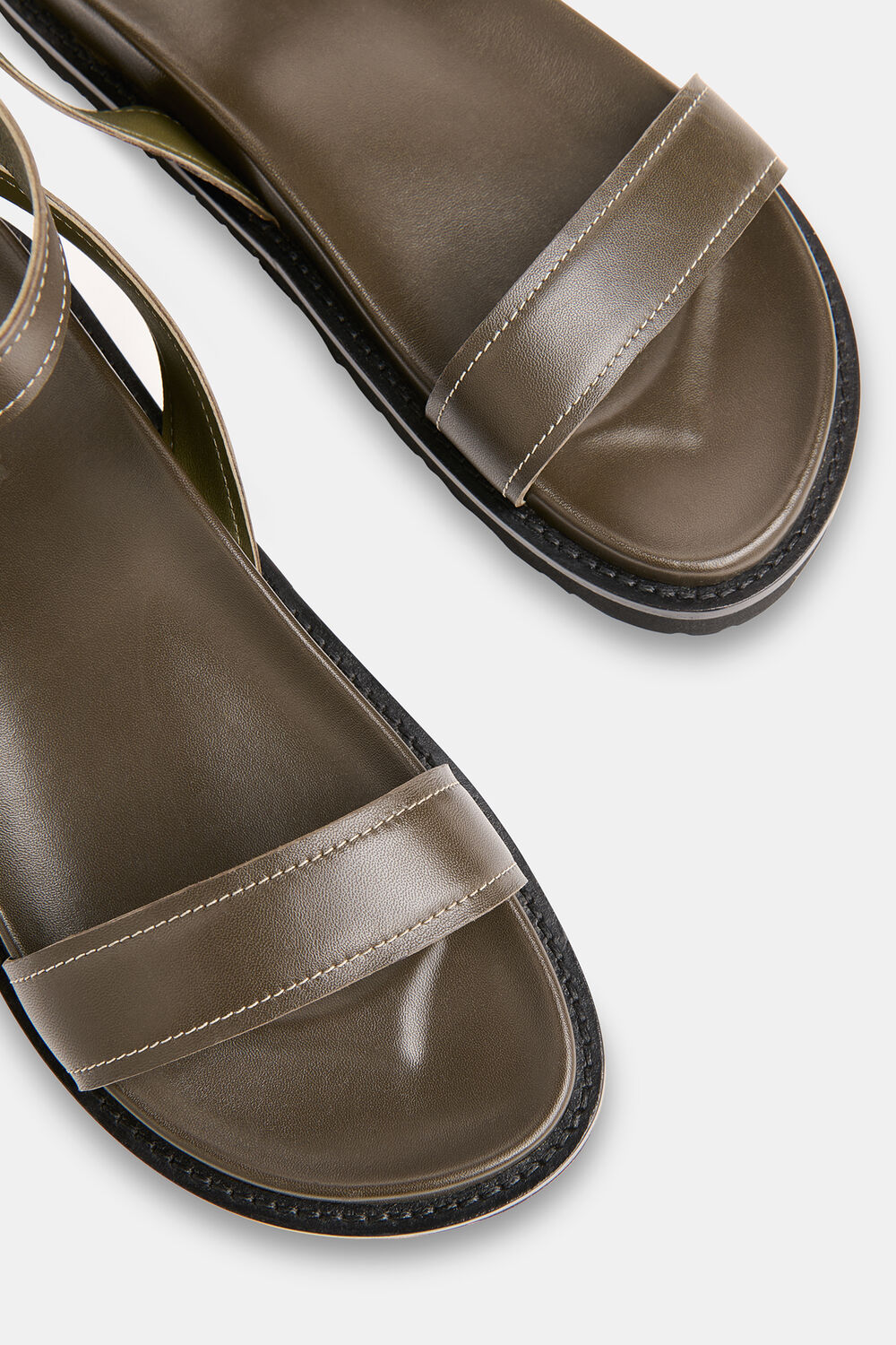 Khaki Ottie Contrast Stitch Sandal