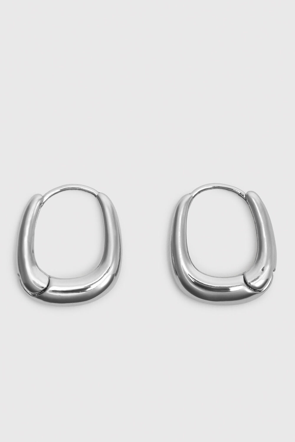 Silver Curved Square Huggie Hoop
