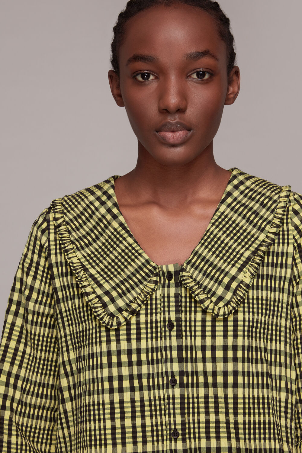 Masie Collar Detail Check Top