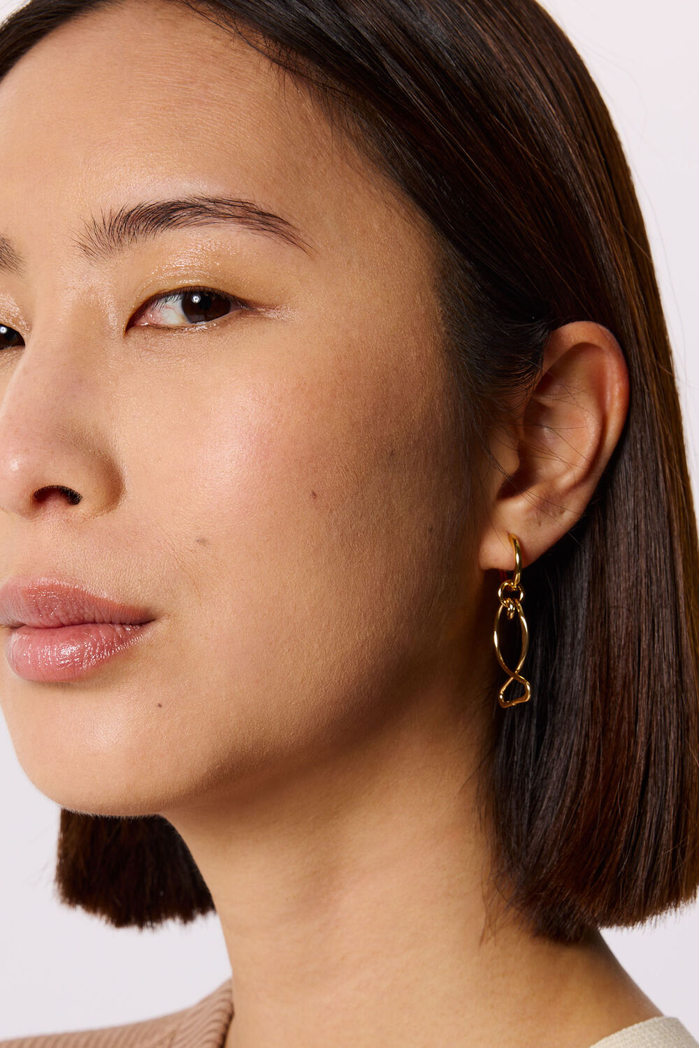 Gold Fish Outline Hoop Earring