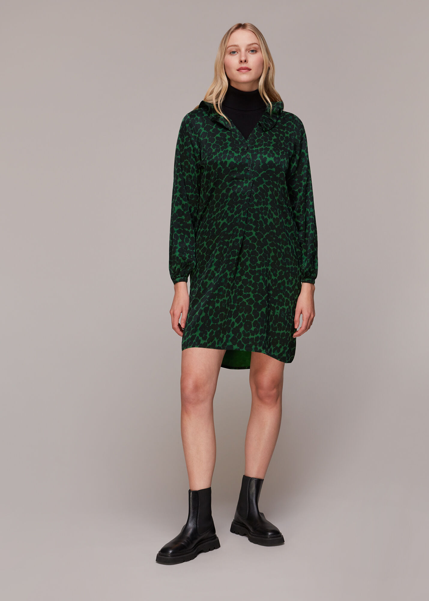 Green/Multi Smudge Animal Frill Dress | WHISTLES |