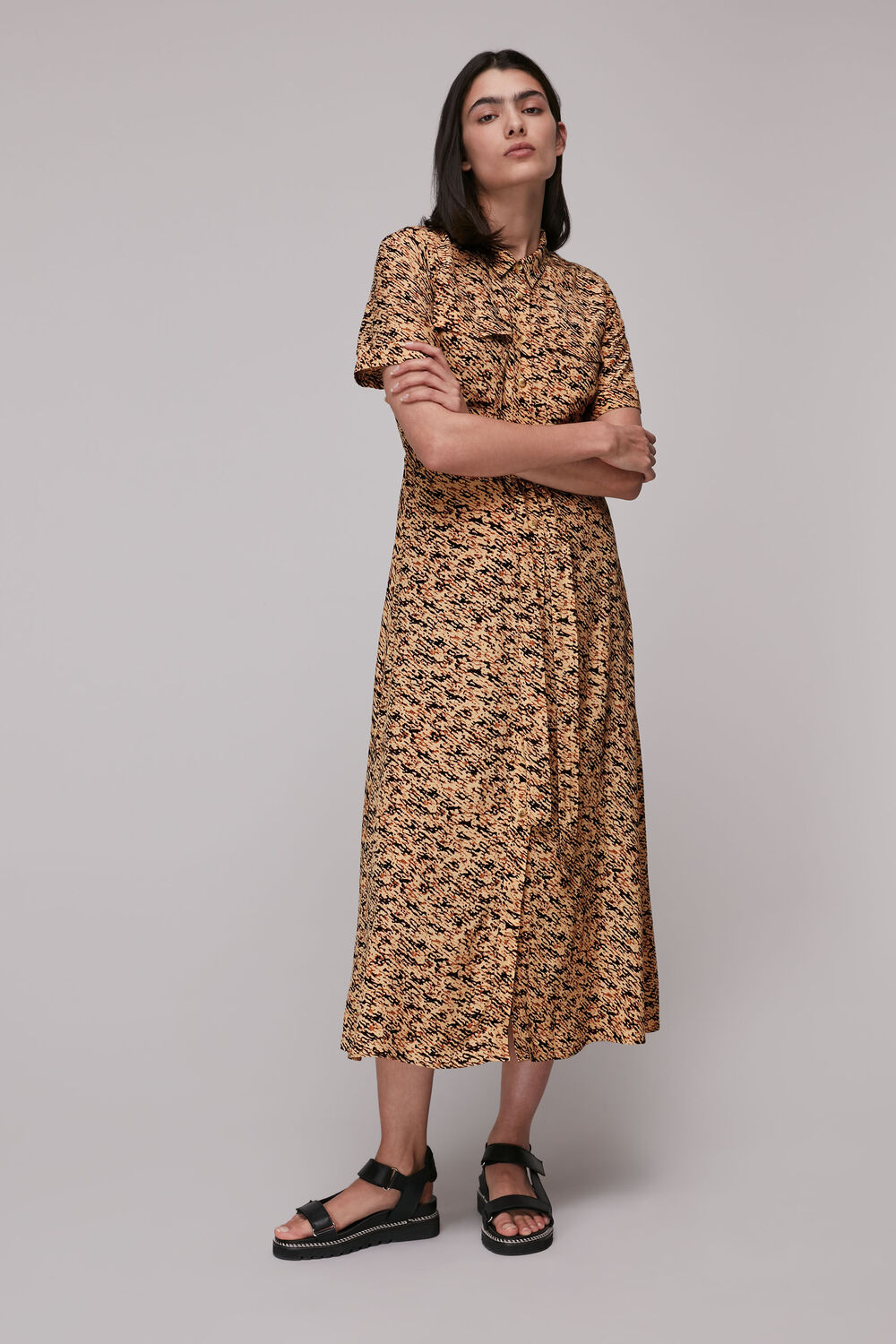 Multicolour Bark Print Shirt Dress