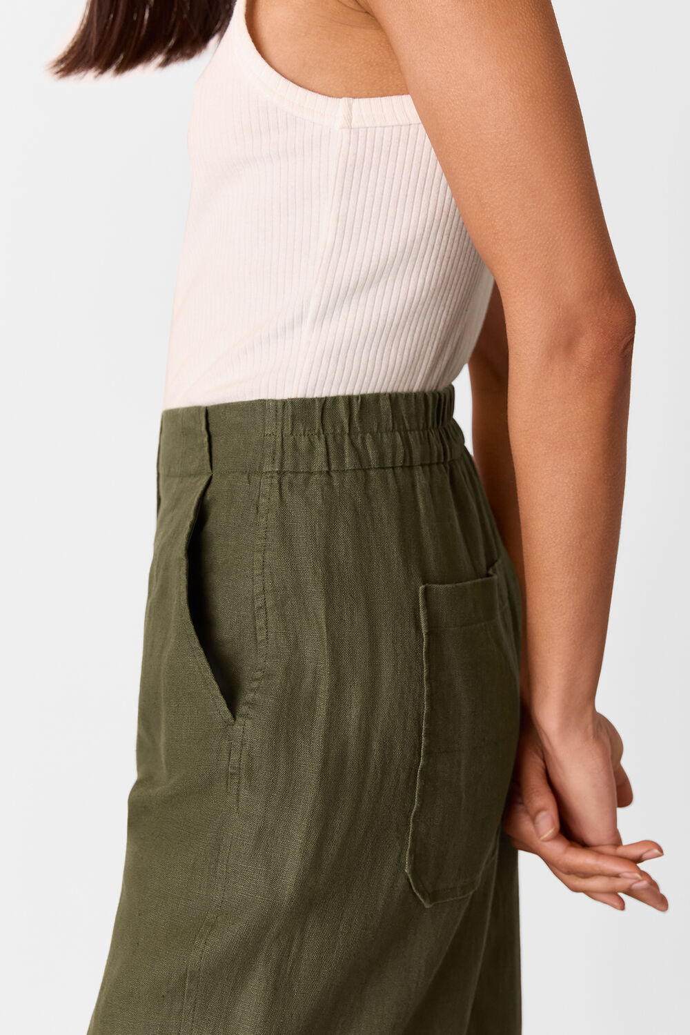 Linen Barrel Leg Trouser