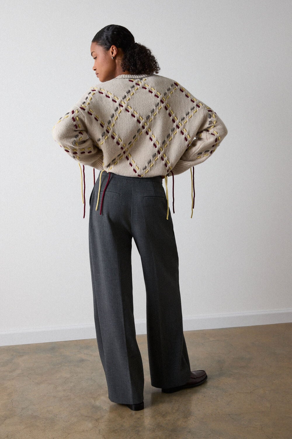 Grey High Rise Straight Trouser