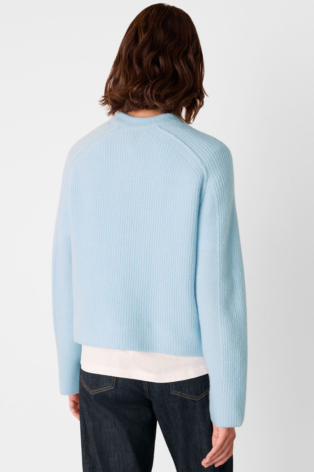 Pale Blue Aria Wool Mix Crew Knit
