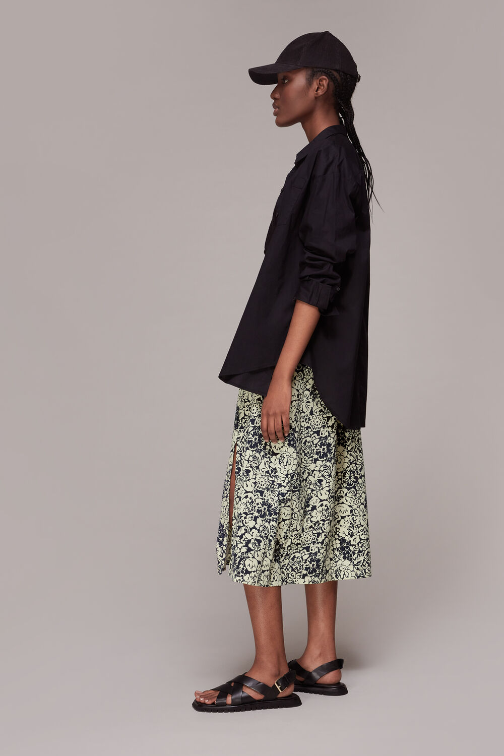 Graphic Floral Pull On Skirt