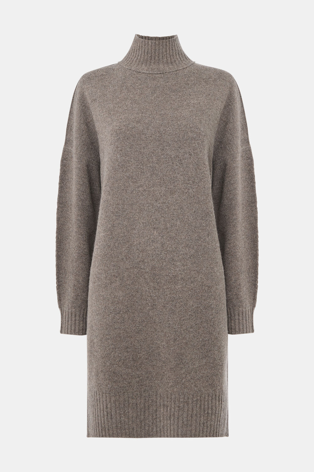 Funnel Neck Wool Mini Dress
