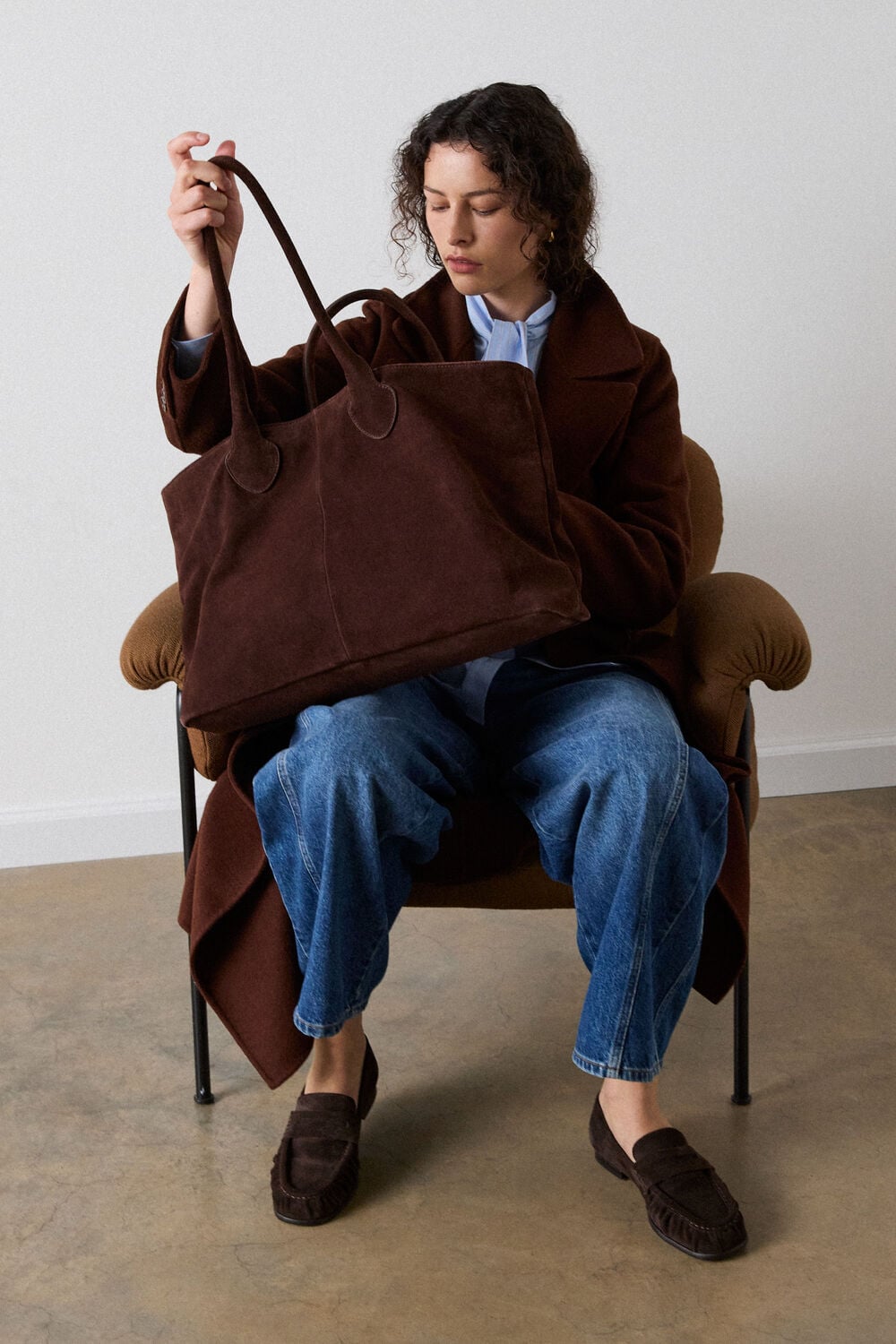 Chocolate Leandra Suede Tote Bag