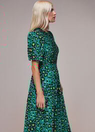 Petite Painted Leopard Shirred Dress