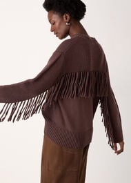 Fringe Rib Detail Cotton Knit