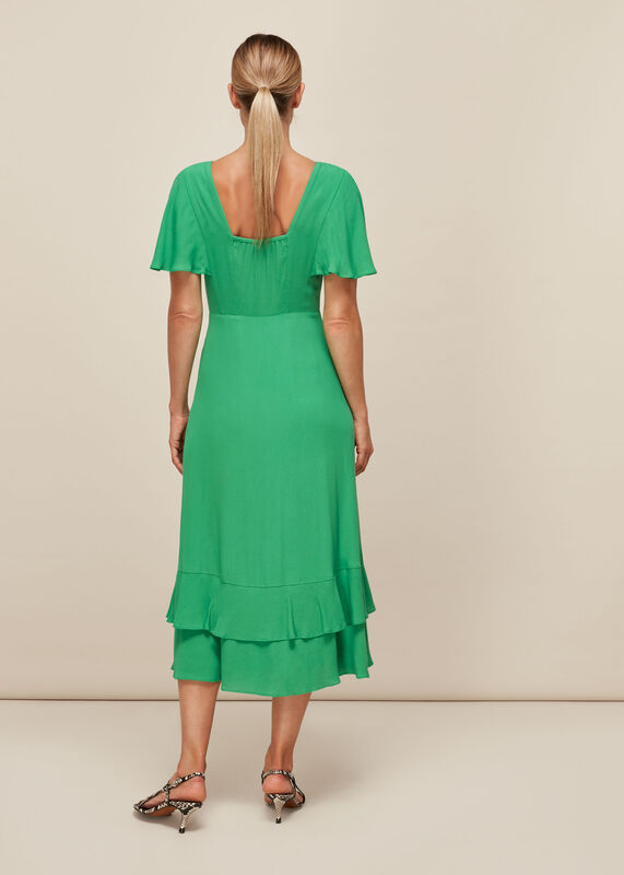 Green Cathy Frill Hem Dress