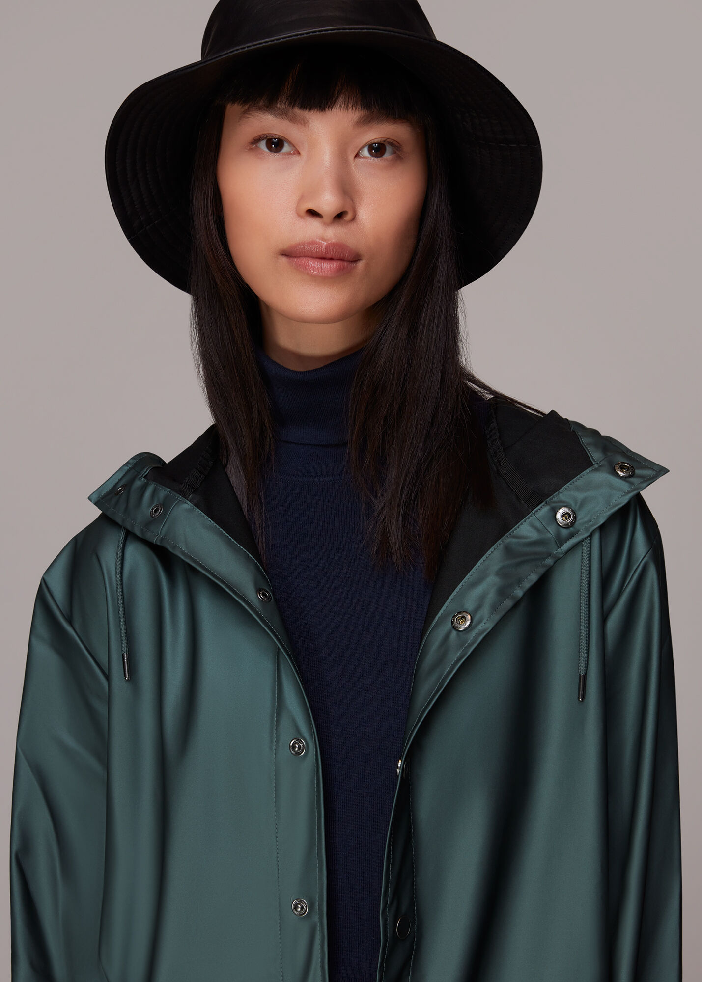 Dark Green Rains Jacket WHISTLES Whistles UK