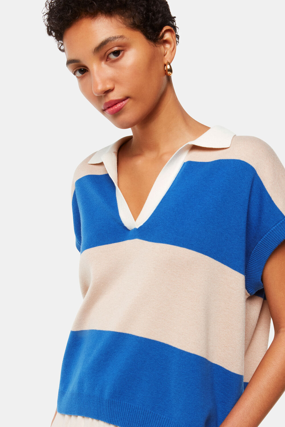 Blue Stripe Lyla Knitted Polo