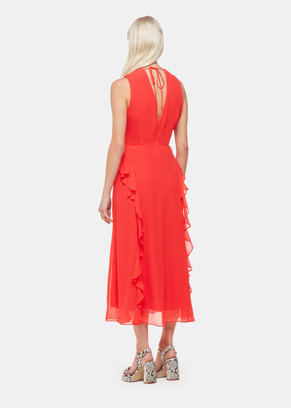 Red Petite Nellie Frill Detail Midi Dress