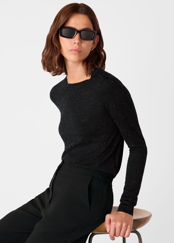 Black Annie Sparkle Crew Neck Sweater