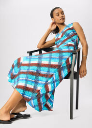 Petite Checked V Neck Textured Dress