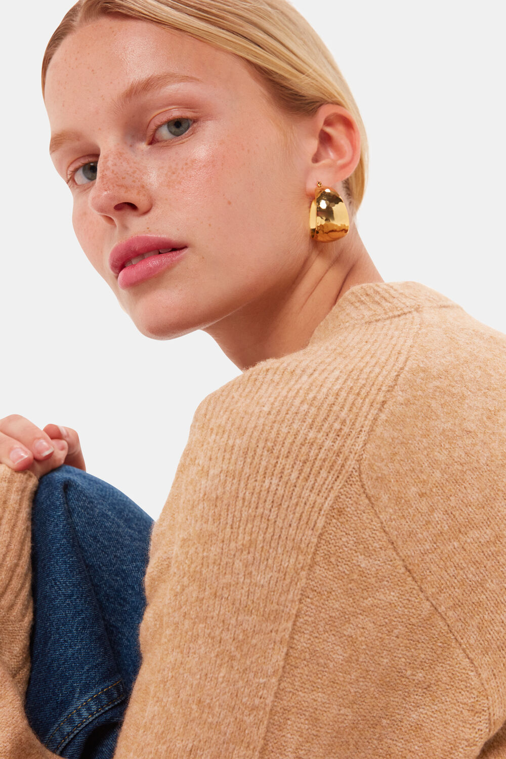 Camel Alana Wool Mix Crew Neck Sweater