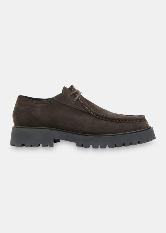 Chocolate Suede Chunky Lace Up Shoe