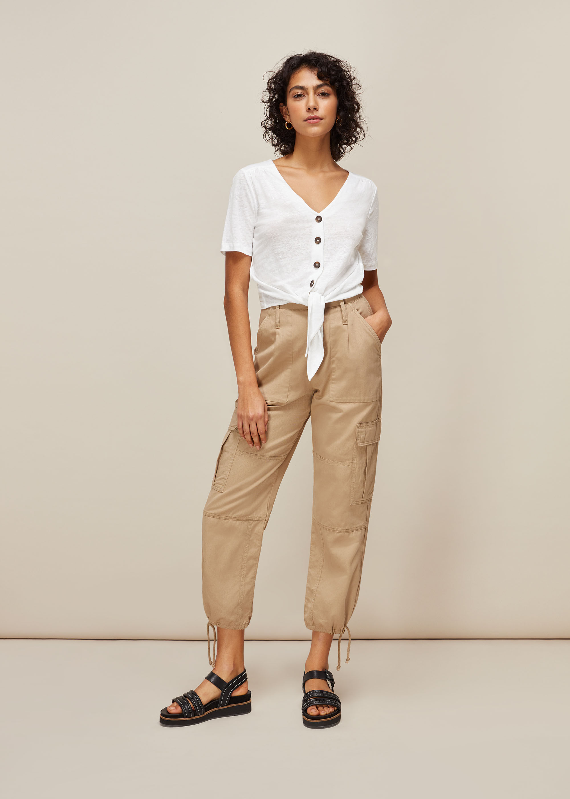Front tie linen top Clearance