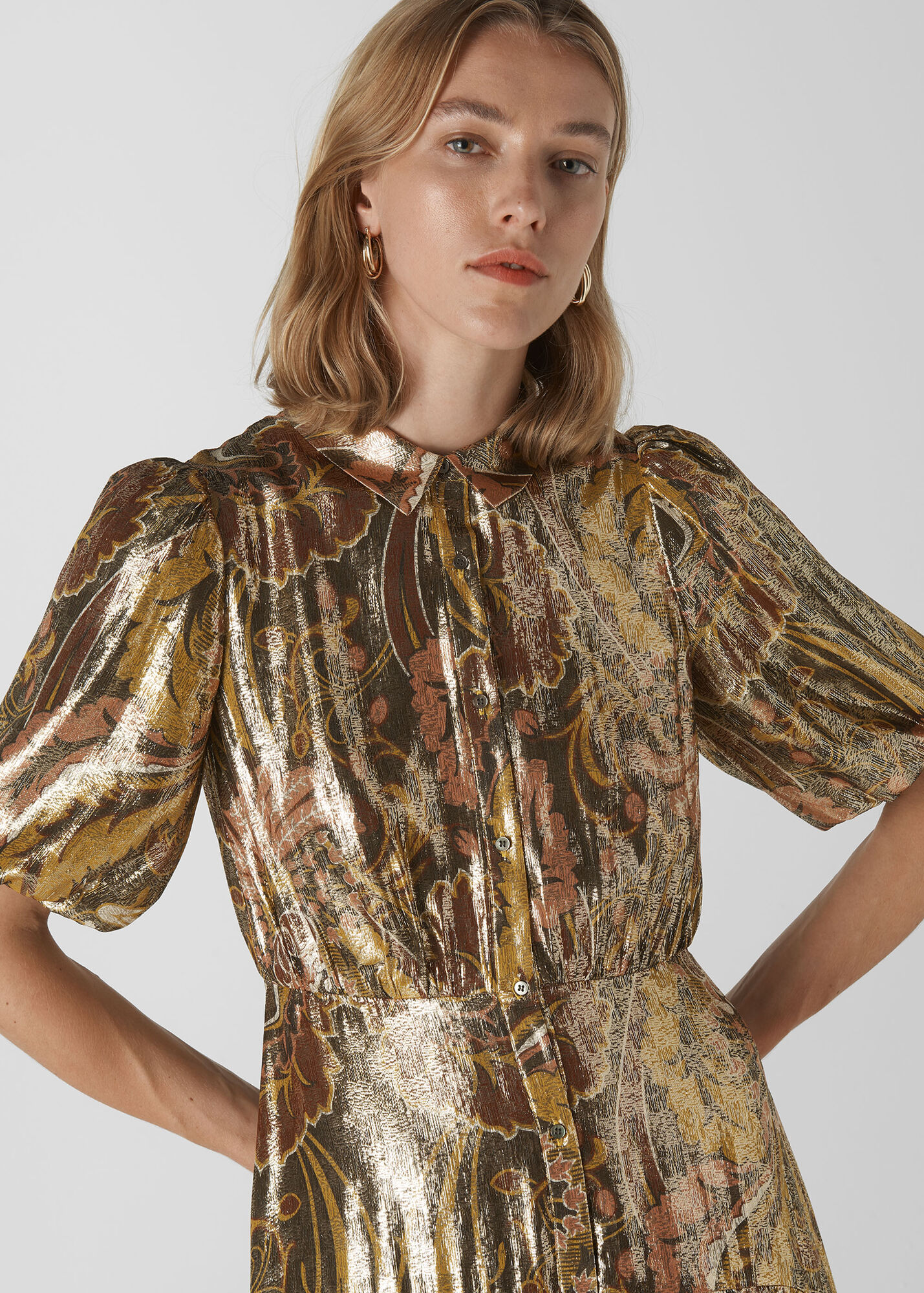 Multicolour Paisley Metallic Dress WHISTLES Whistles UK