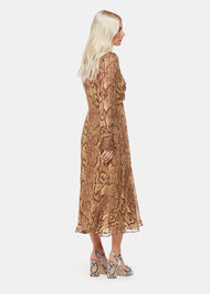 Petite Serpent Print Midi Dress