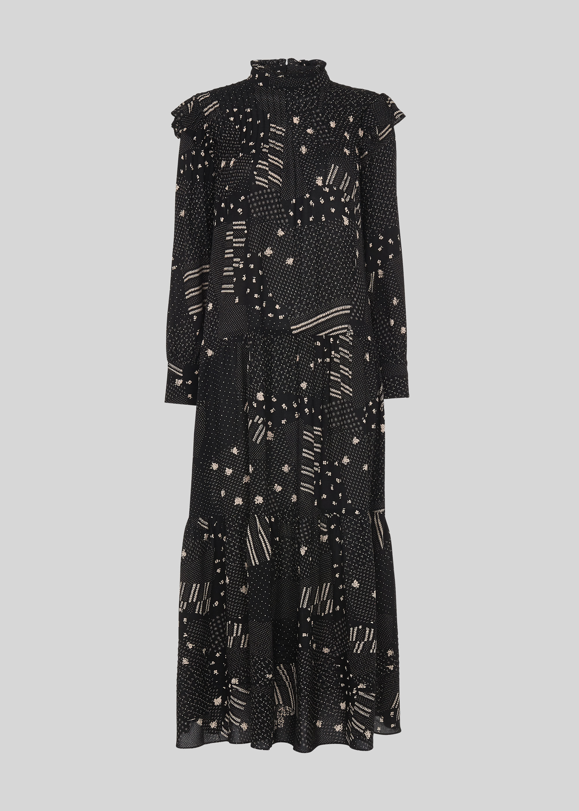 Black Multi Ona Patchwork Print Dress WHISTLES
