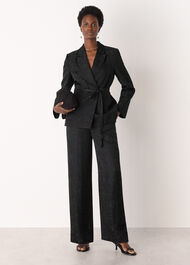 Jacquard Tie Waist Blazer